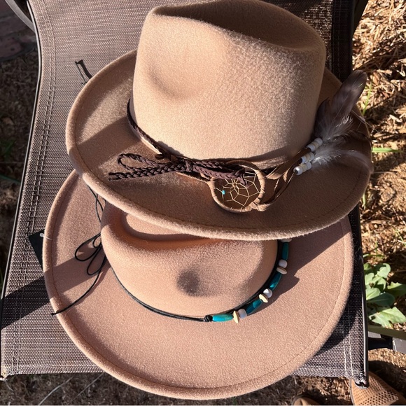 Faux Felt Wool like Beige & Tan Felt Panama Rancher Western Hat in 2 colors NWT - Picture 4 of 5
